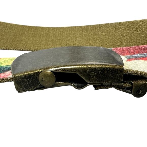 Hawaiian Print Webbing Belt Mens Sz Large Floral Adjustable Ribbon Retro - Picture 5 of 8